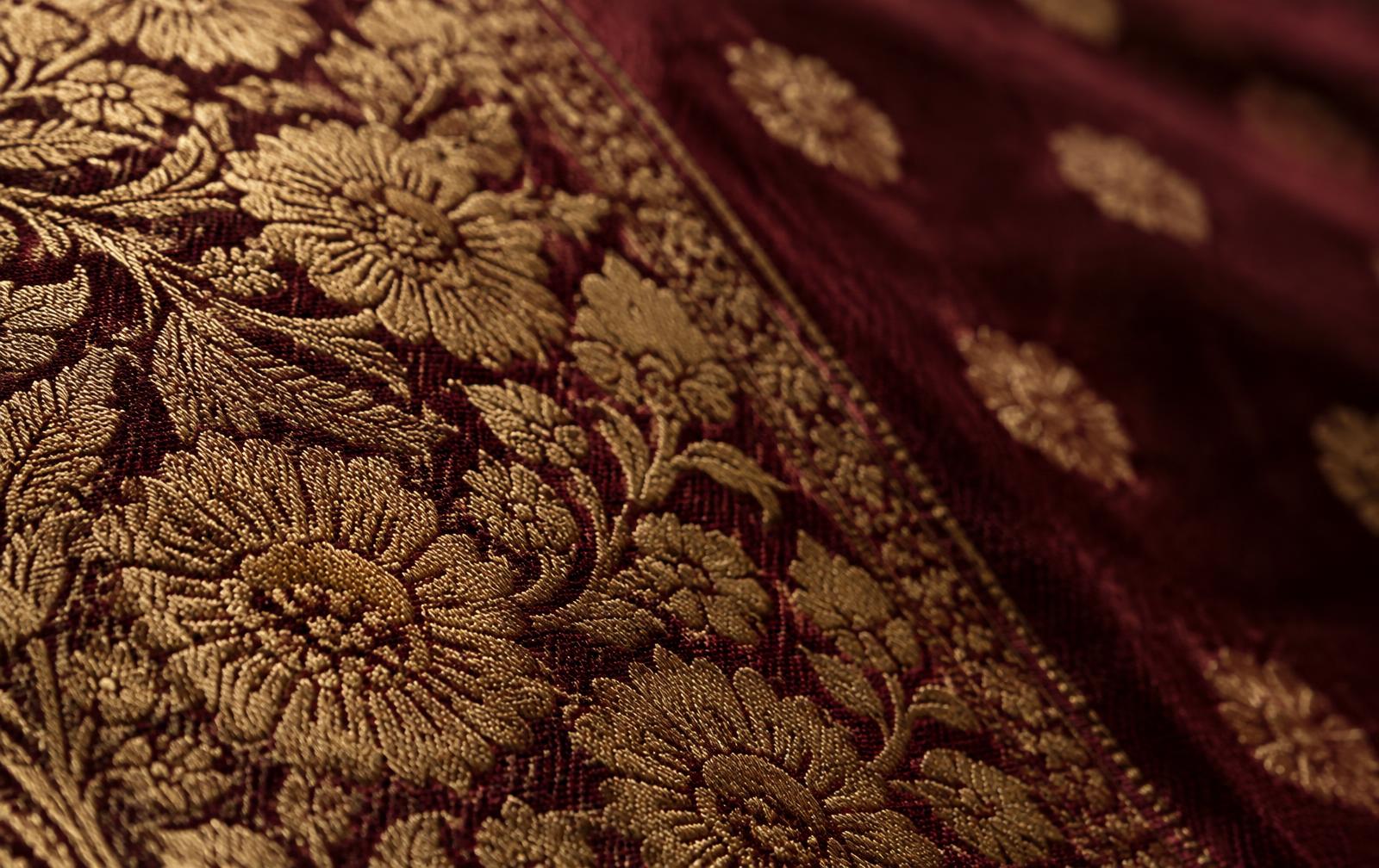 The pallu of a handloom sari
